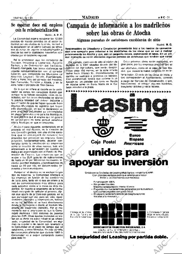 ABC MADRID 18-01-1985 página 31