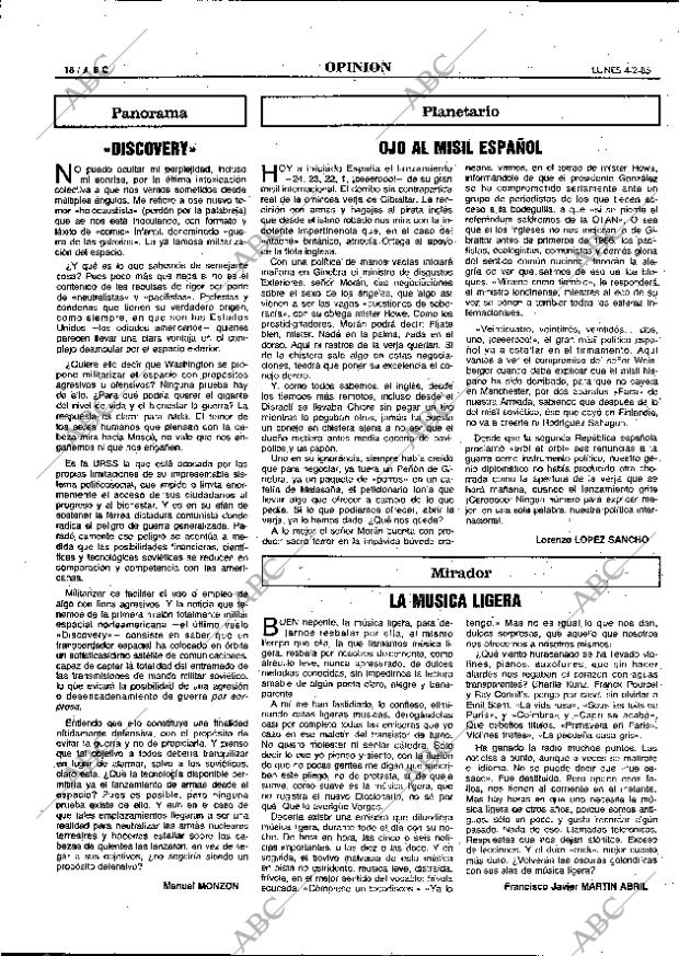 ABC MADRID 04-02-1985 página 18