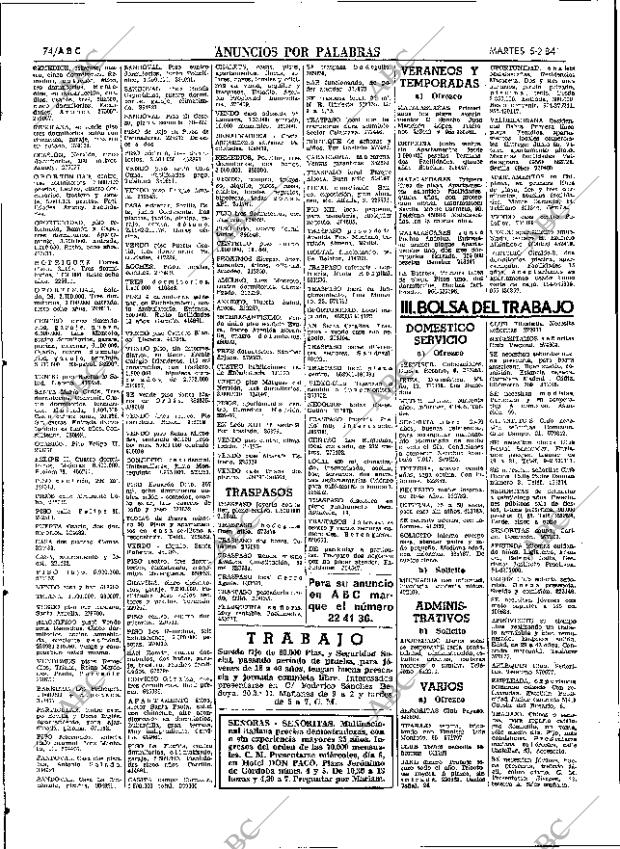 ABC SEVILLA 05-02-1985 página 74