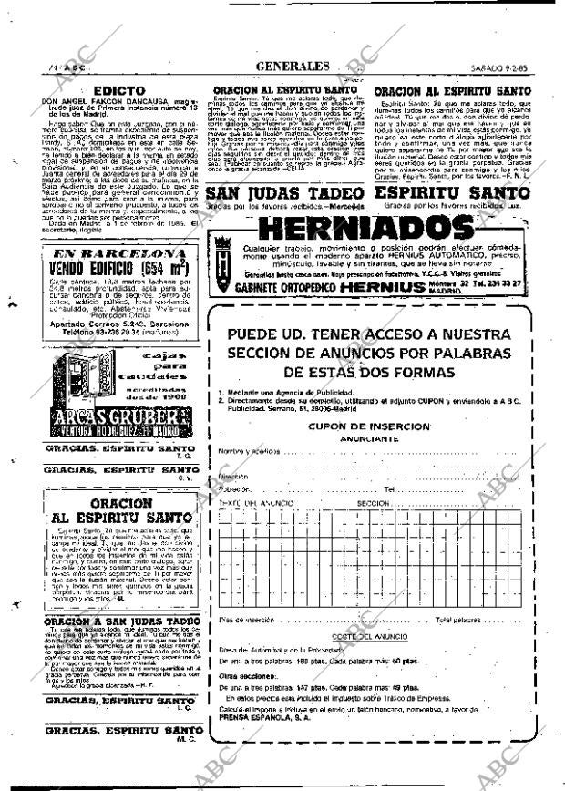 ABC MADRID 09-02-1985 página 74