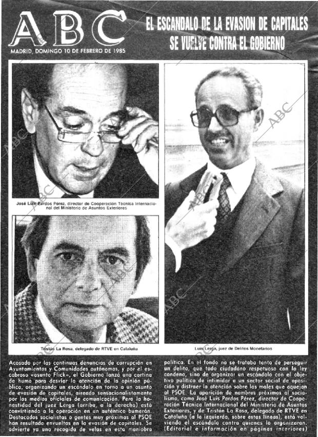 ABC MADRID 10-02-1985 página 1