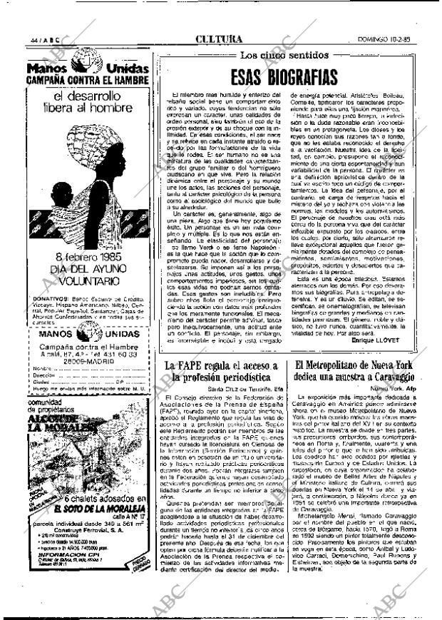 ABC MADRID 10-02-1985 página 44
