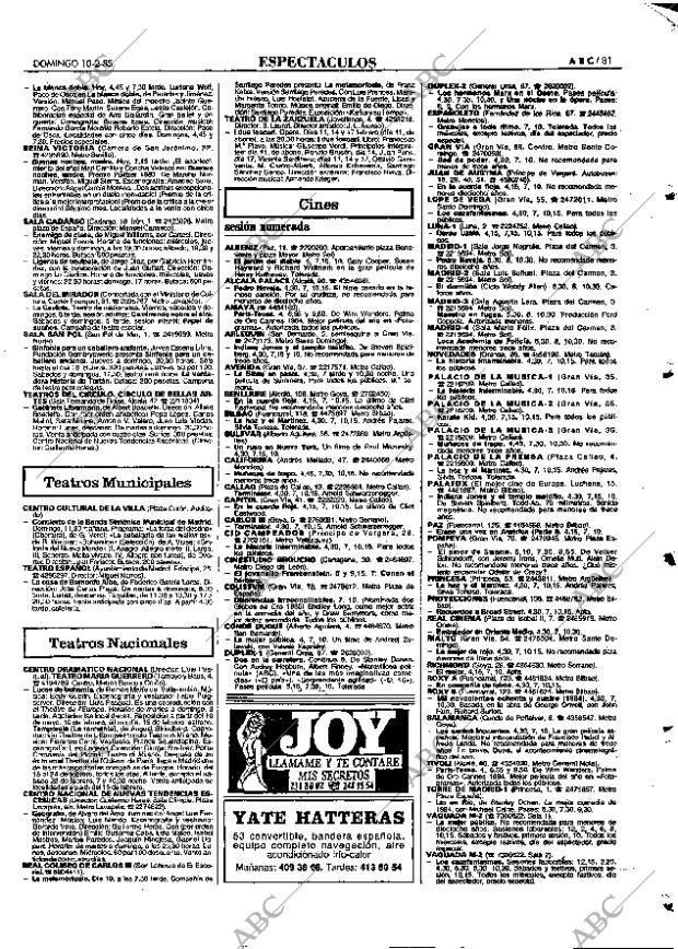 ABC MADRID 10-02-1985 página 81