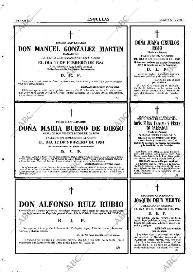 ABC MADRID 10-02-1985 página 94