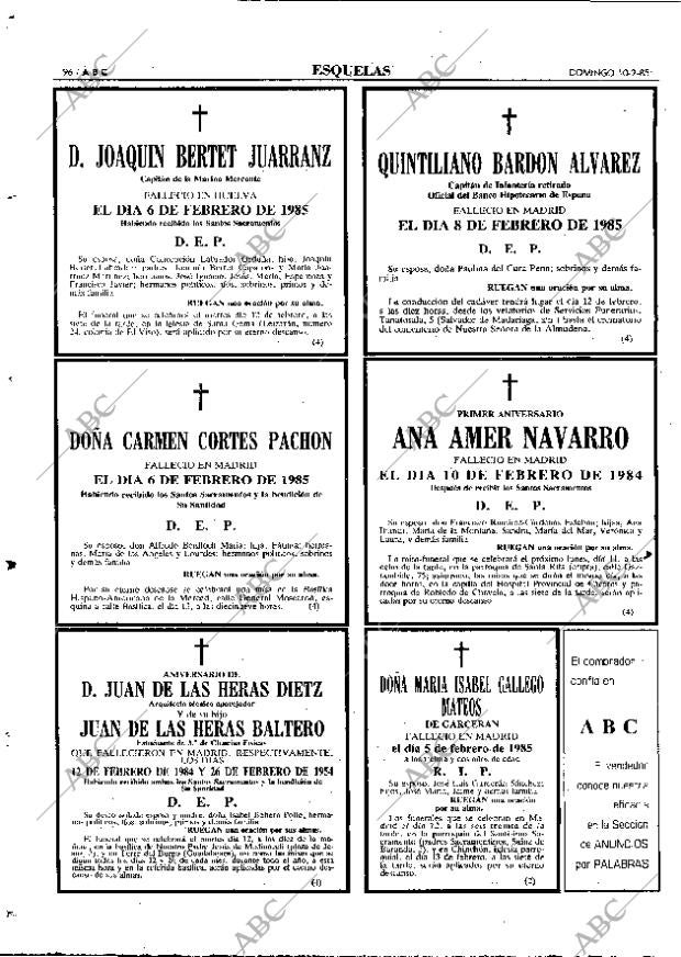 ABC MADRID 10-02-1985 página 96