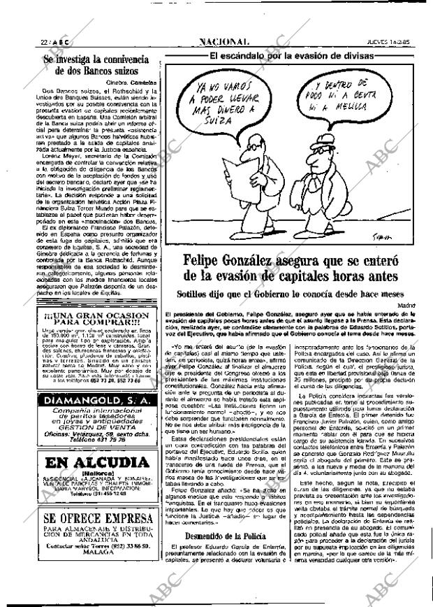 ABC MADRID 14-02-1985 página 22