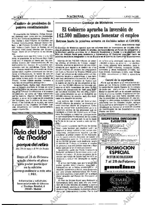 ABC MADRID 14-02-1985 página 26