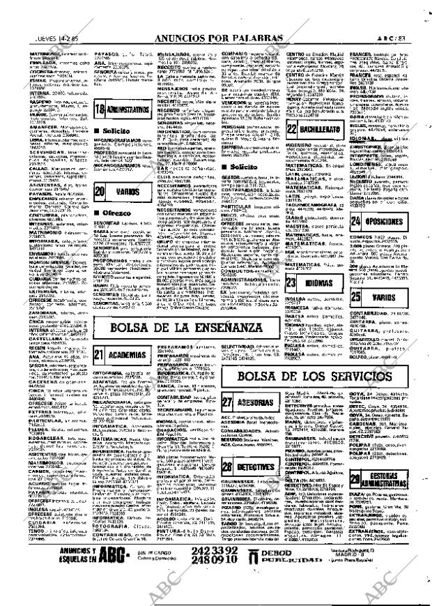 ABC MADRID 14-02-1985 página 83
