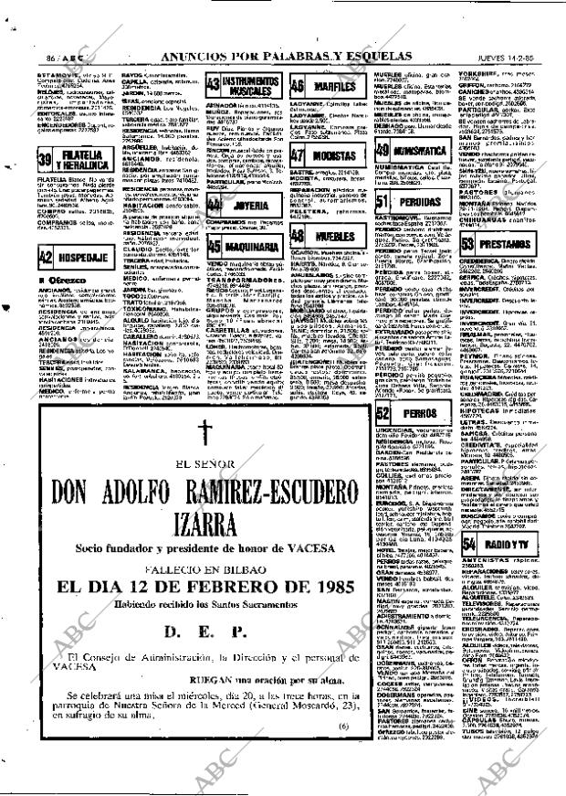 ABC MADRID 14-02-1985 página 86
