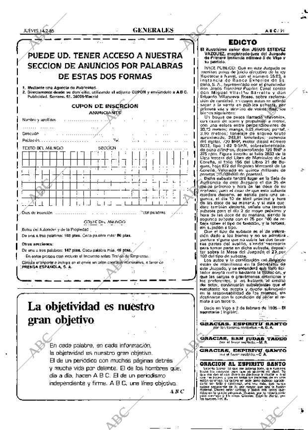 ABC MADRID 14-02-1985 página 91