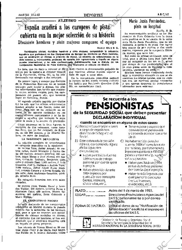 ABC SEVILLA 19-02-1985 página 65