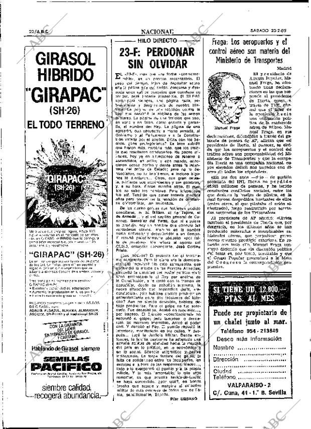 ABC SEVILLA 23-02-1985 página 22