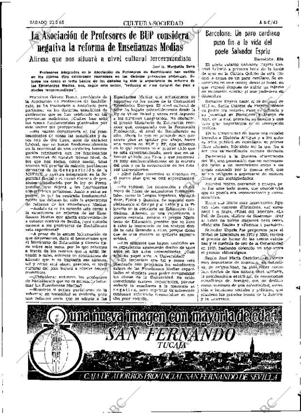 ABC SEVILLA 23-02-1985 página 43