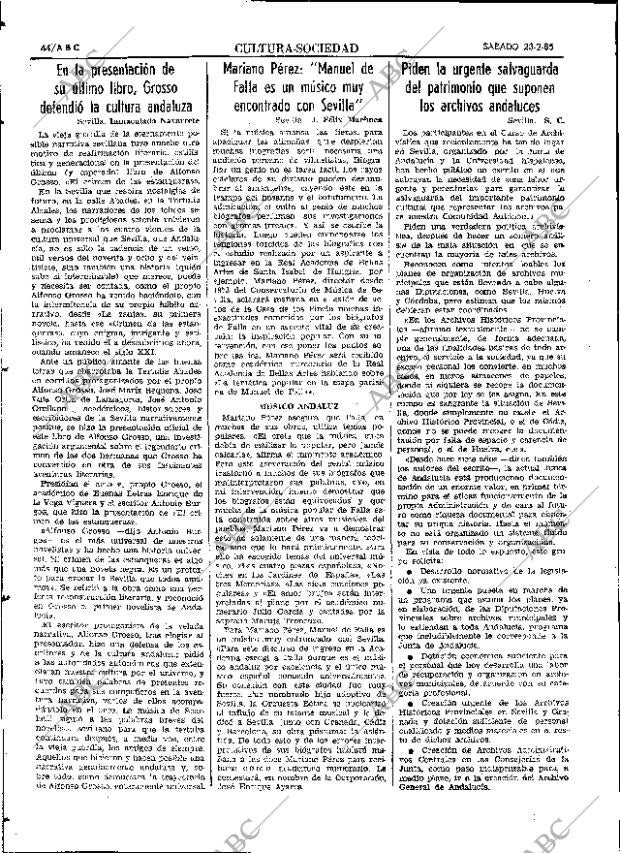 ABC SEVILLA 23-02-1985 página 44
