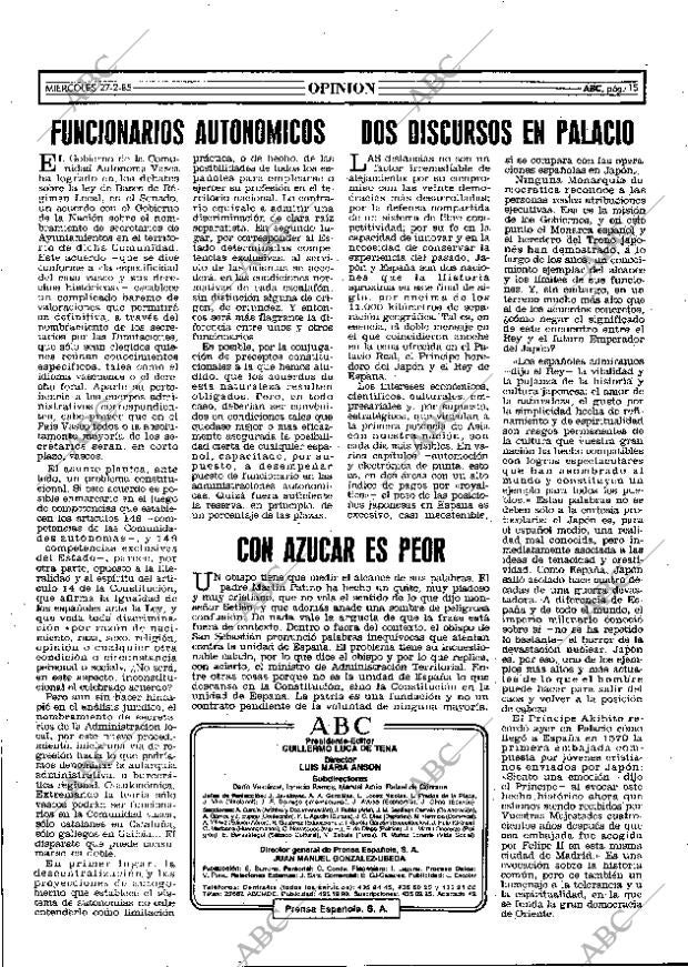 ABC MADRID 27-02-1985 página 15