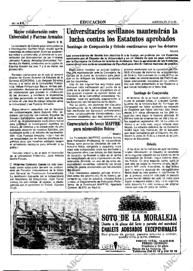 ABC MADRID 27-02-1985 página 46