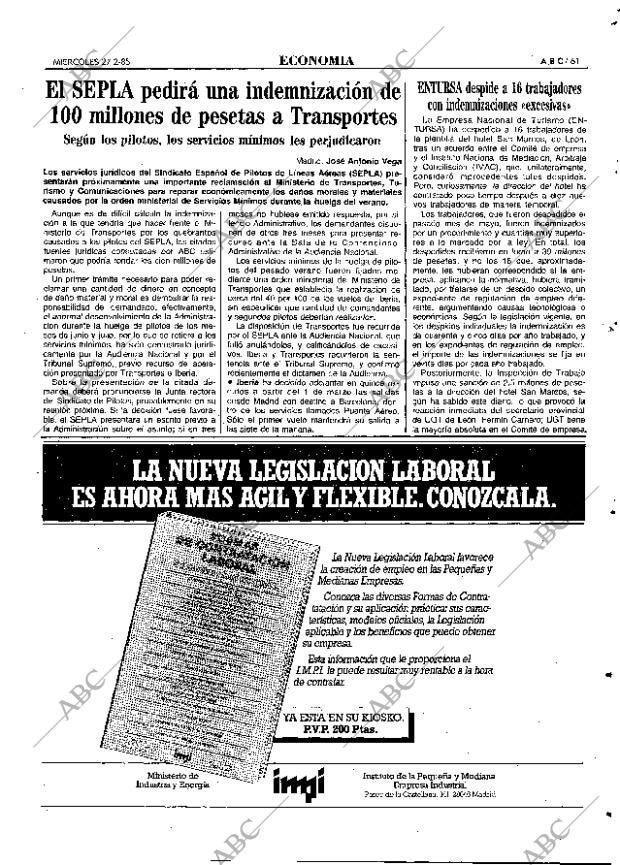 ABC MADRID 27-02-1985 página 61