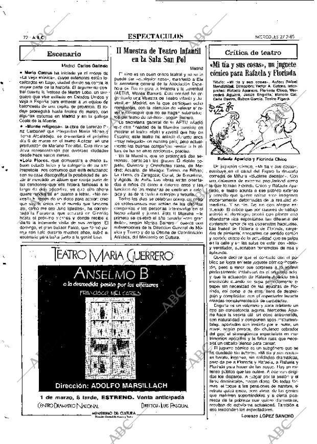 ABC MADRID 27-02-1985 página 72