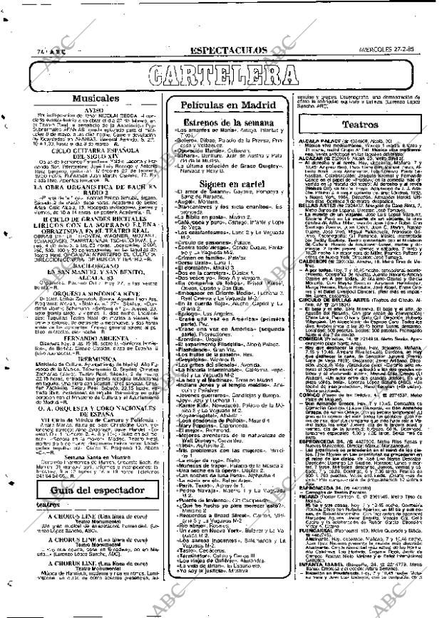 ABC MADRID 27-02-1985 página 74