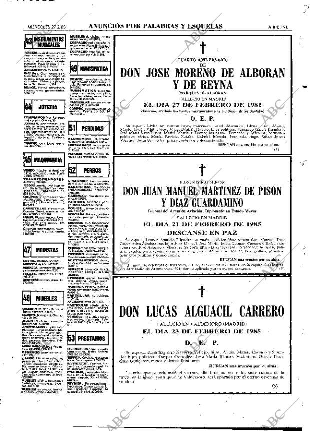 ABC MADRID 27-02-1985 página 91