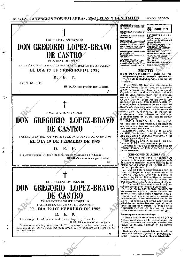 ABC MADRID 27-02-1985 página 92