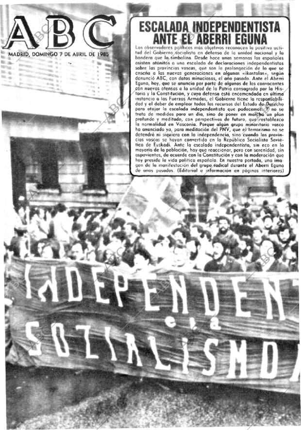 ABC MADRID 07-04-1985 página 1