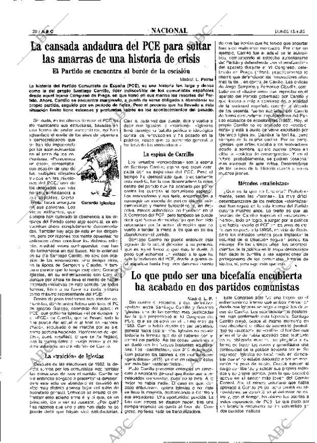 ABC MADRID 15-04-1985 página 20