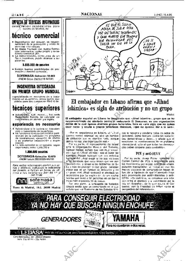 ABC MADRID 15-04-1985 página 22