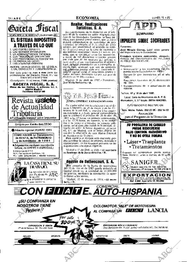 ABC MADRID 15-04-1985 página 54