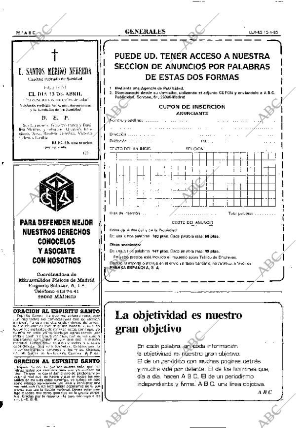 ABC MADRID 15-04-1985 página 96