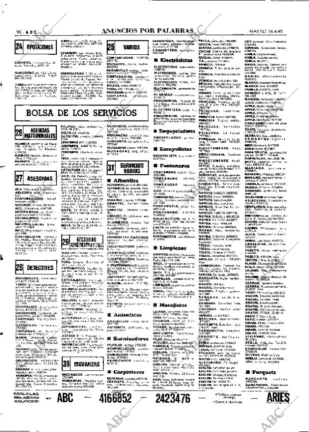 ABC MADRID 16-04-1985 página 90