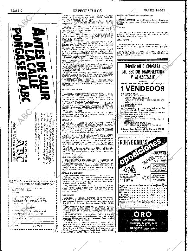 ABC SEVILLA 16-04-1985 página 74
