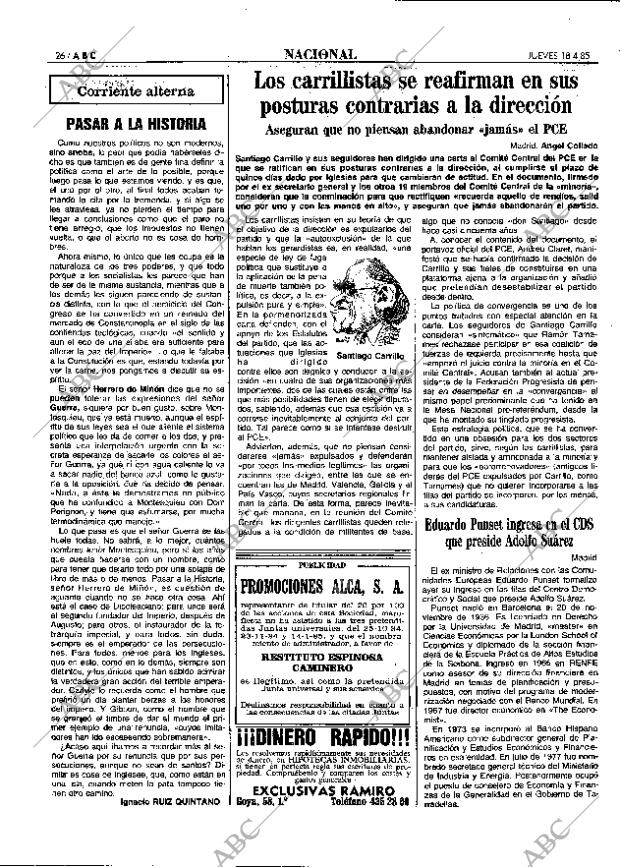 ABC MADRID 18-04-1985 página 26