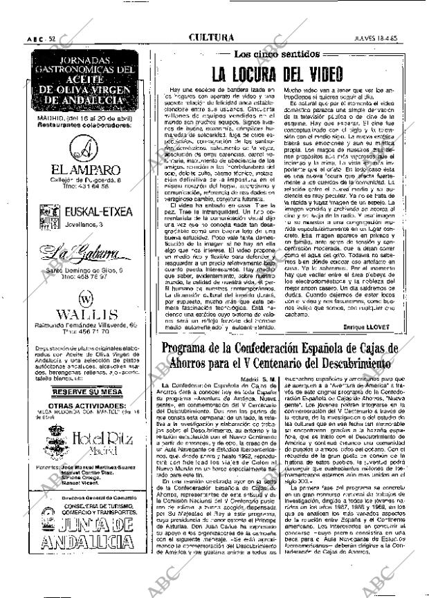 ABC MADRID 18-04-1985 página 52