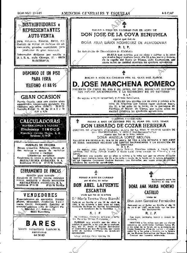 ABC SEVILLA 21-04-1985 página 67