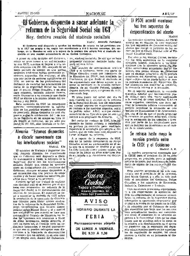 ABC SEVILLA 23-04-1985 página 27