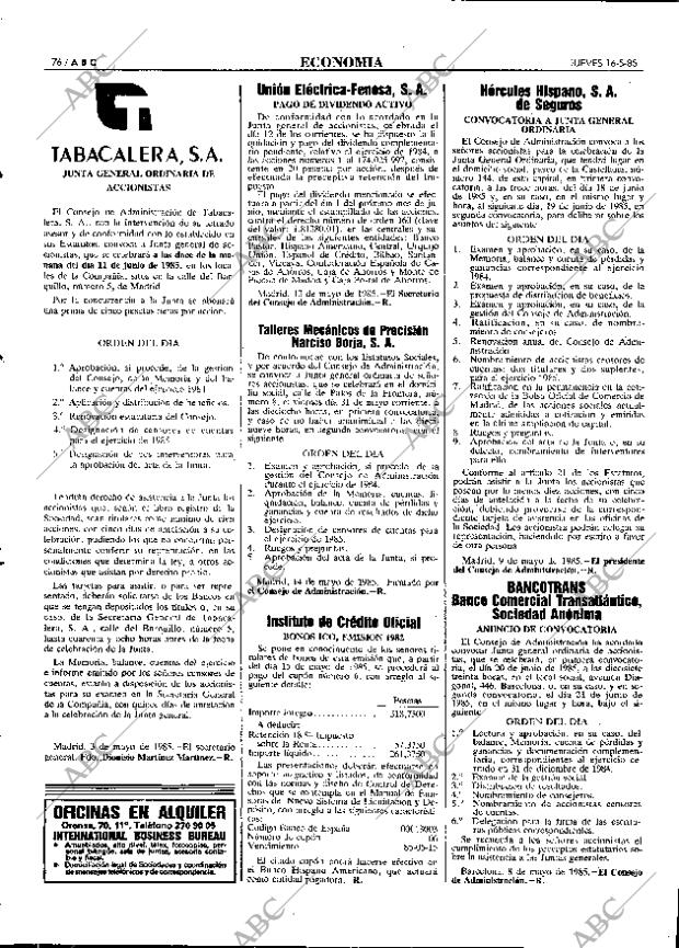 ABC MADRID 16-05-1985 página 76