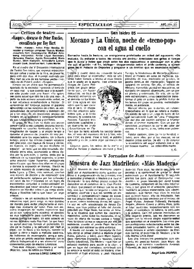 ABC MADRID 16-05-1985 página 85