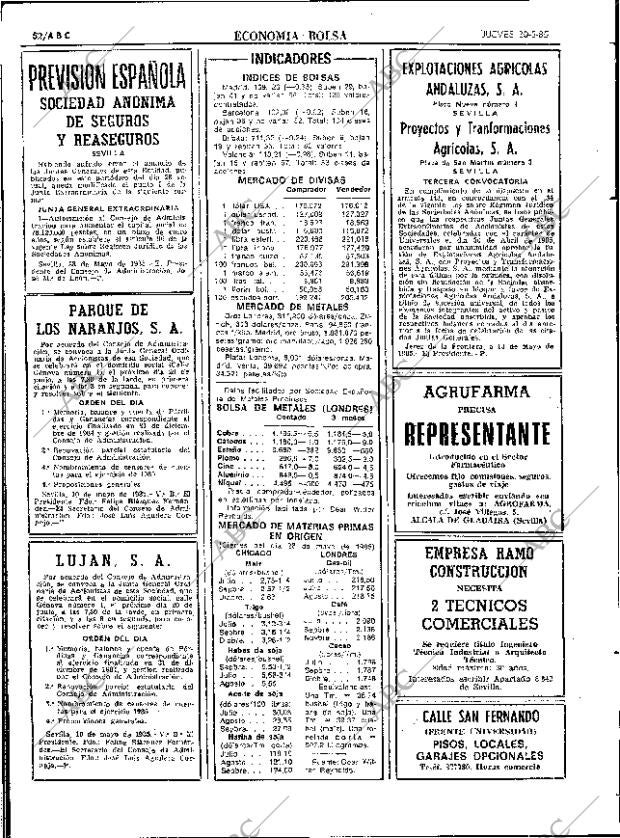 ABC SEVILLA 30-05-1985 página 52