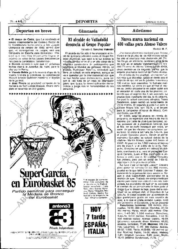 ABC MADRID 15-06-1985 página 76