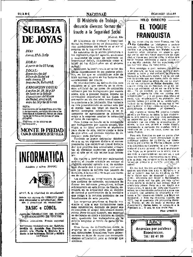 ABC SEVILLA 23-06-1985 página 22
