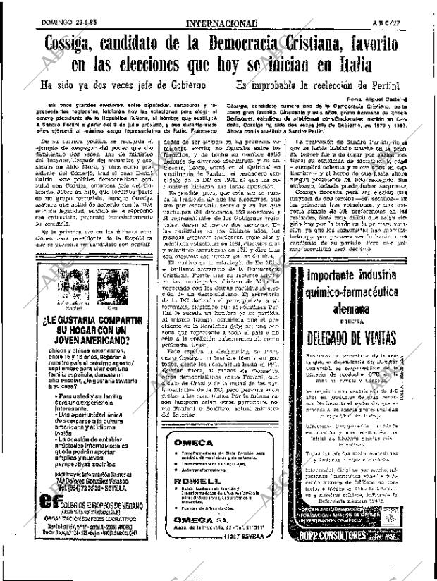 ABC SEVILLA 23-06-1985 página 27