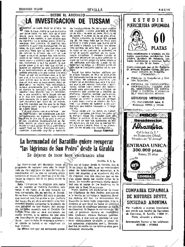 ABC SEVILLA 23-06-1985 página 45