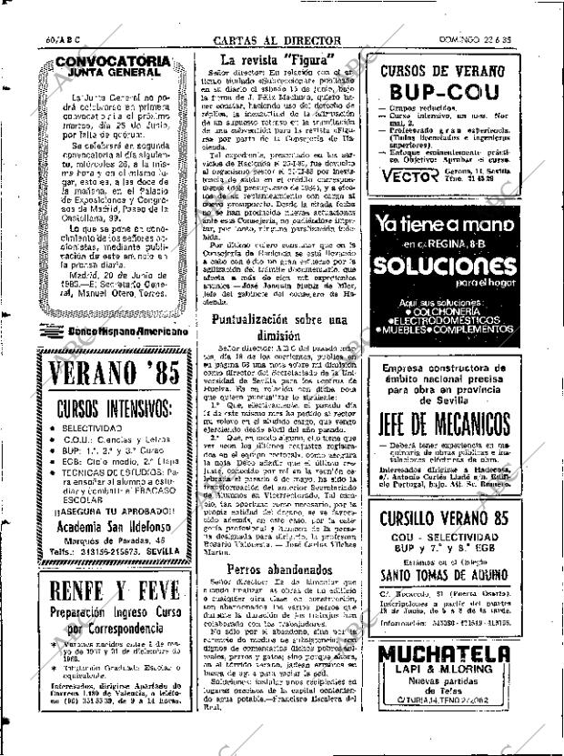 ABC SEVILLA 23-06-1985 página 60