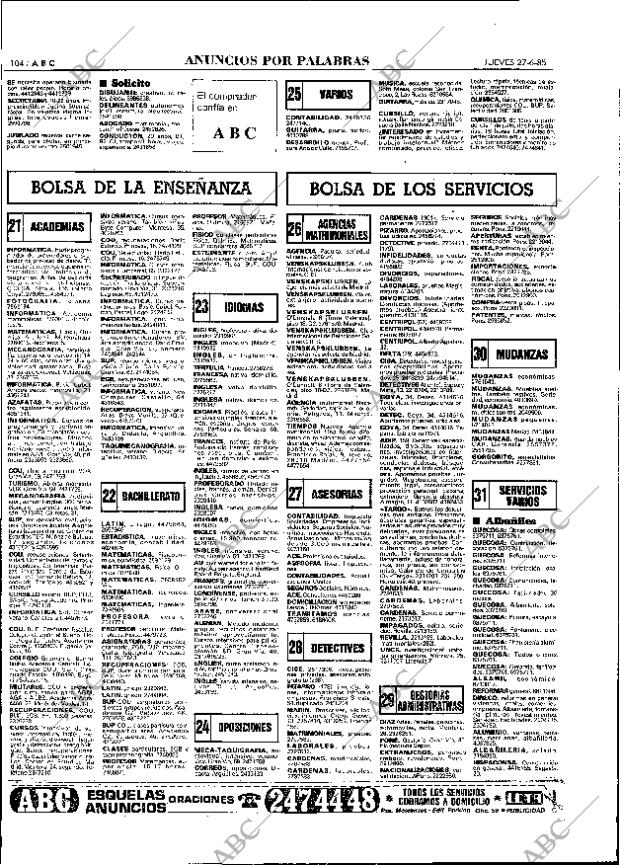 ABC MADRID 27-06-1985 página 104