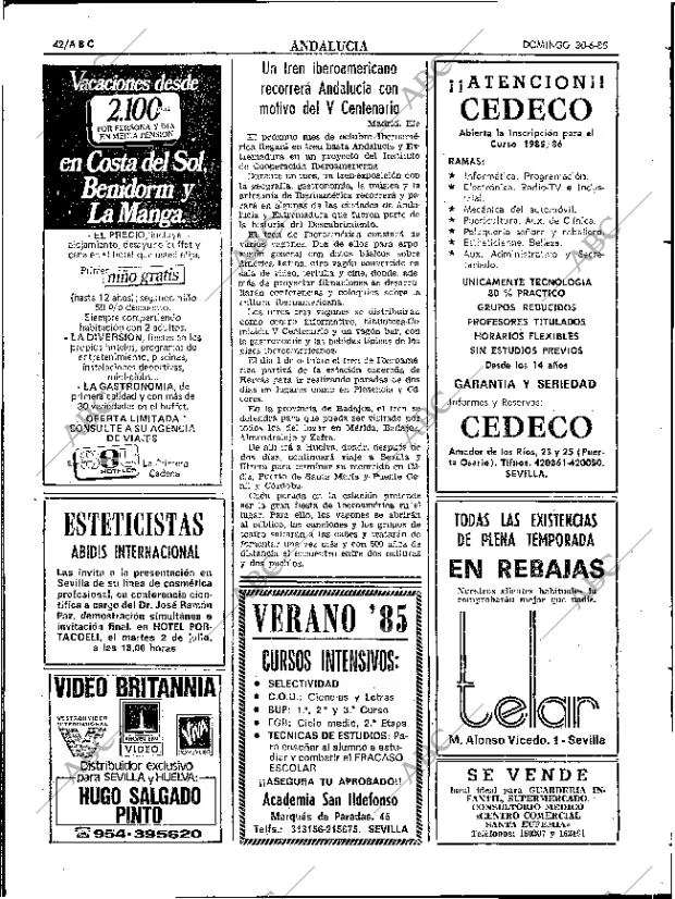 ABC SEVILLA 30-06-1985 página 42