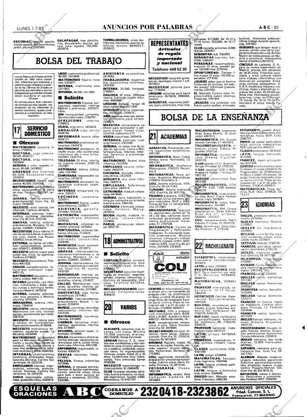 ABC MADRID 01-07-1985 página 85