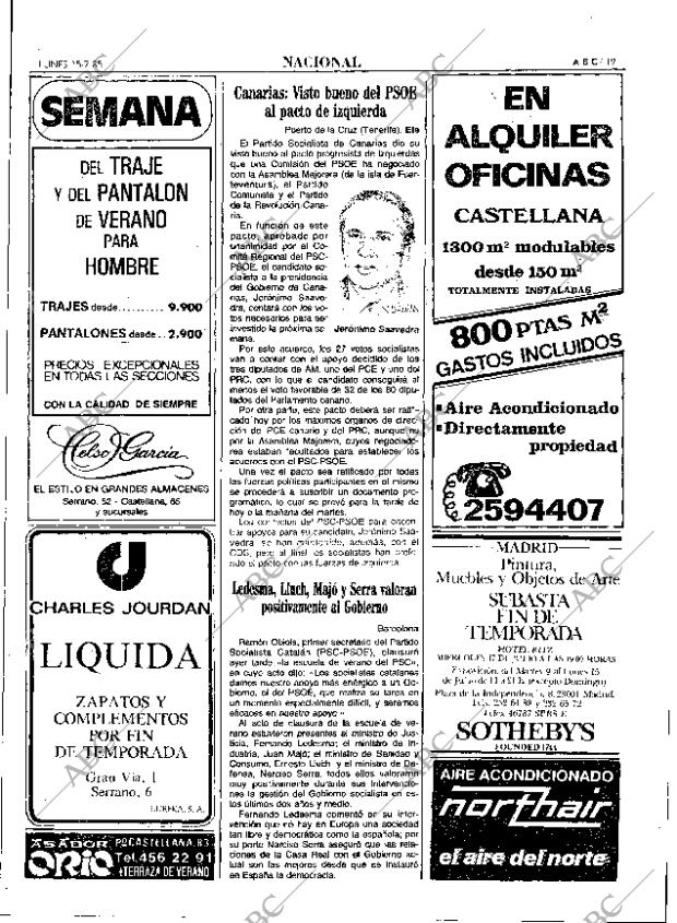 ABC MADRID 15-07-1985 página 19