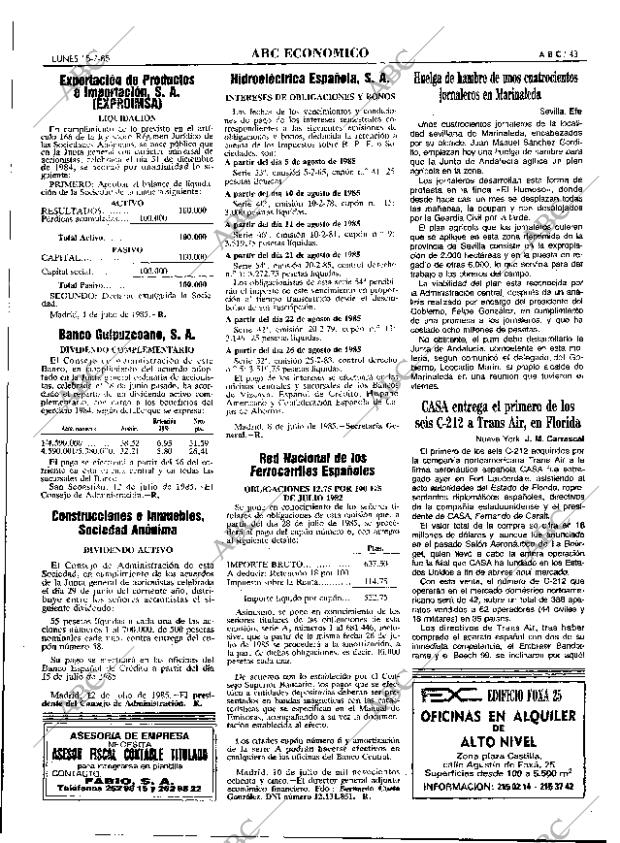 ABC MADRID 15-07-1985 página 43