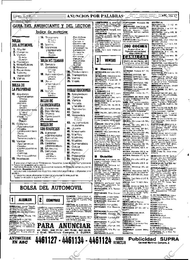 ABC MADRID 15-07-1985 página 67